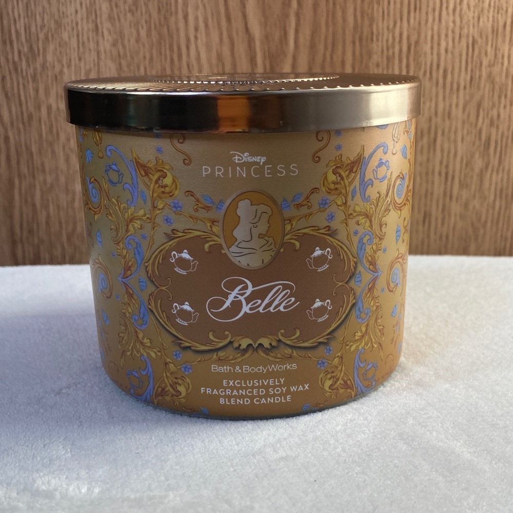 Bath & Body Works Gold Candle Jar with Blue Filigree